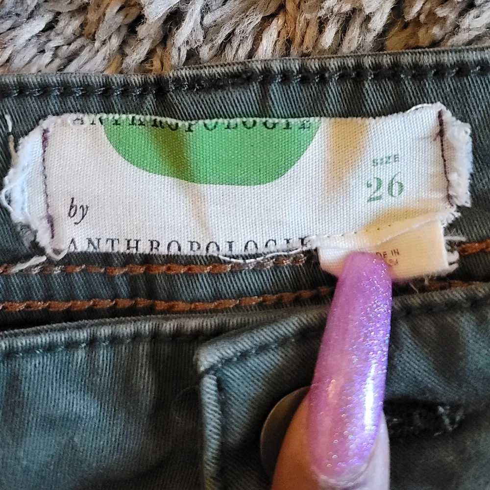 Anthropologie Olive Green Utility Style Skinny Pants 26 - Picture 3 of 9